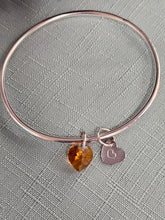 Load image into Gallery viewer, Bangle with 2 Charms (Orange) Heart
