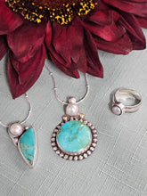 Load image into Gallery viewer, Kingman Turquoise &amp; Pearl With Gold Pendant
