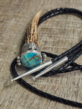 Load image into Gallery viewer, Elk Antler Turquoise Bolo Tie
