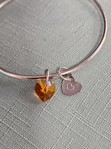 Bangle with 2 Charms (Orange) Heart