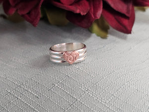 3 Band Ring with Copper Heart