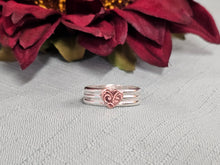 Load image into Gallery viewer, 3 Band Ring with Copper Heart
