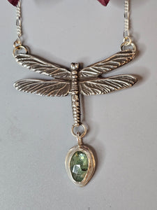 Dragonfly with Green Kyanite Sterling Silver Necklace