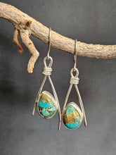 Load image into Gallery viewer, Turquoise &amp; Copper Tepee Earrings
