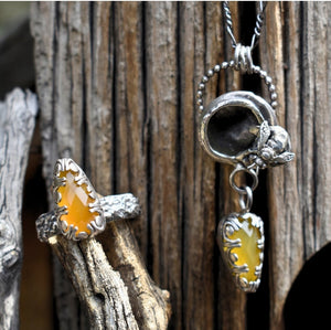 Citrine Bee Necklace Sterling Silver