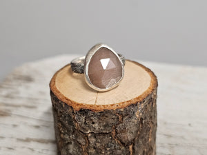 Peach Moonstone Faceted Stone Ring