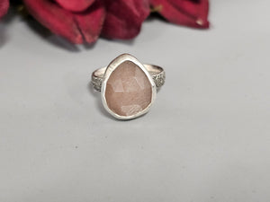 Peach Moonstone Faceted Stone Ring