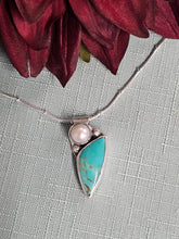 Load image into Gallery viewer, Kingman Turquoise &amp; Pearl Pendant
