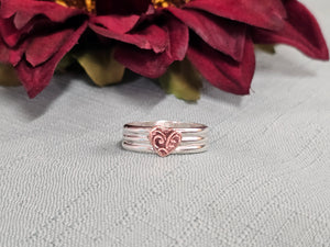 3 Band Ring with Copper Heart