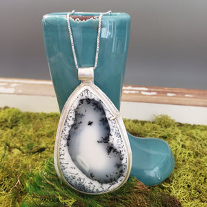 Dendritic Agate Teardrop Stone Pendant