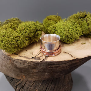 Stunning Sterling Silver + Copper Spinner Ring