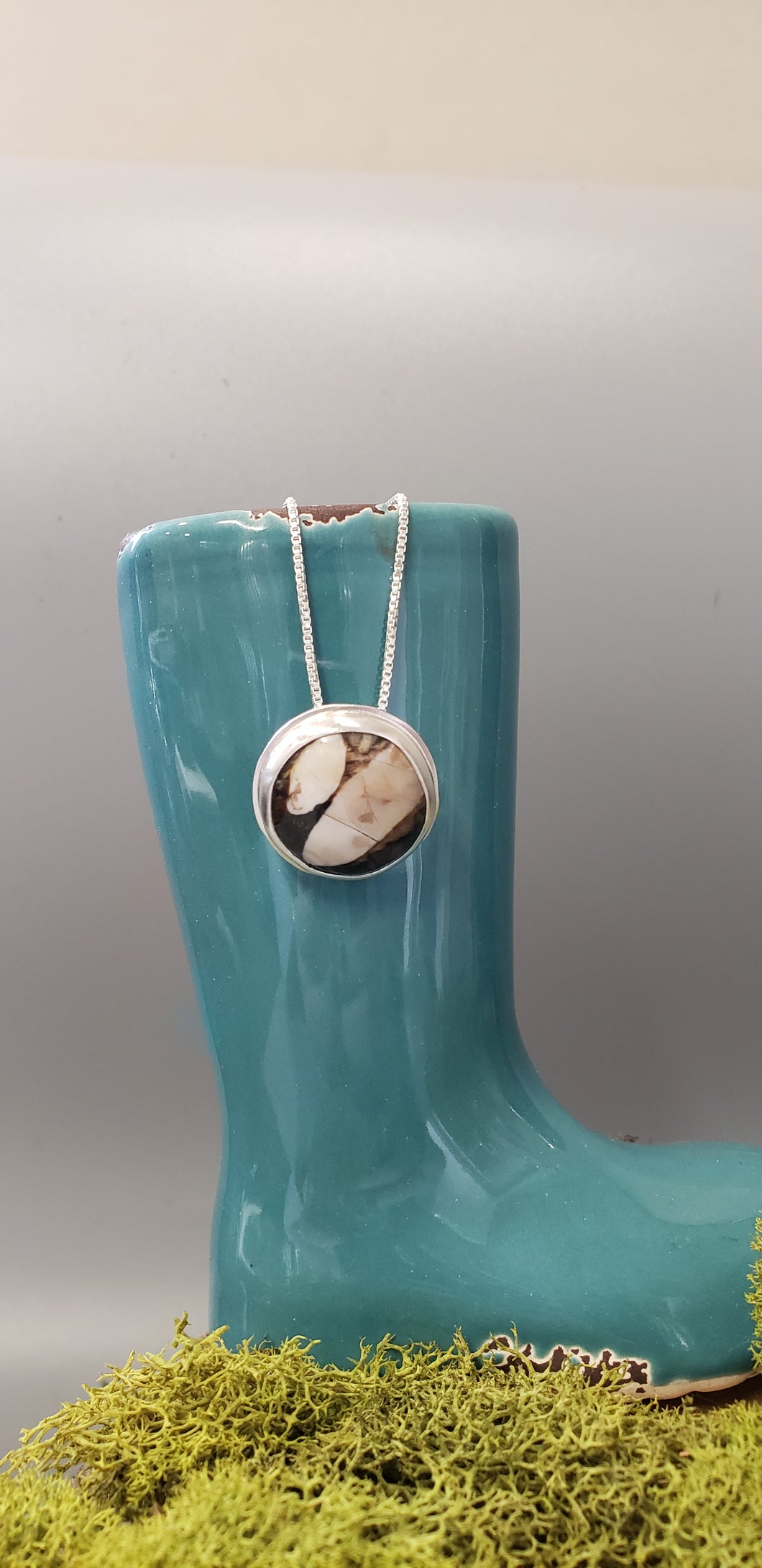 Petrified Peanut Wood Circle Stone Pendant