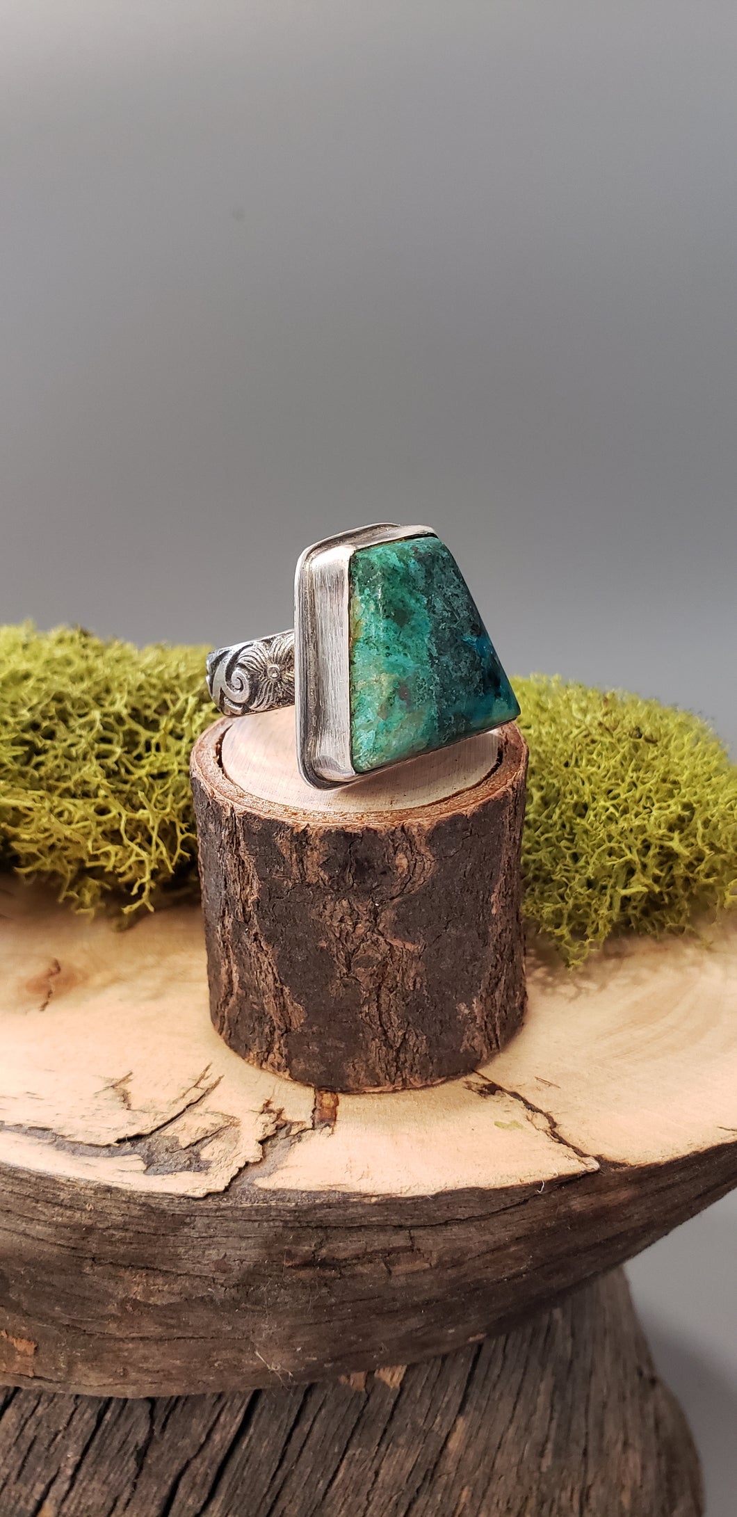 Chrysocolla Trapezoid Stone Ring