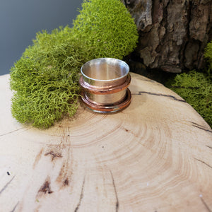 Sterling Silver + Copper Spinner Ring