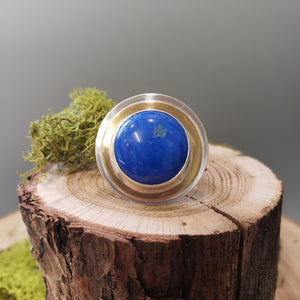 Lapis Circle Stone with multi Metals Ring