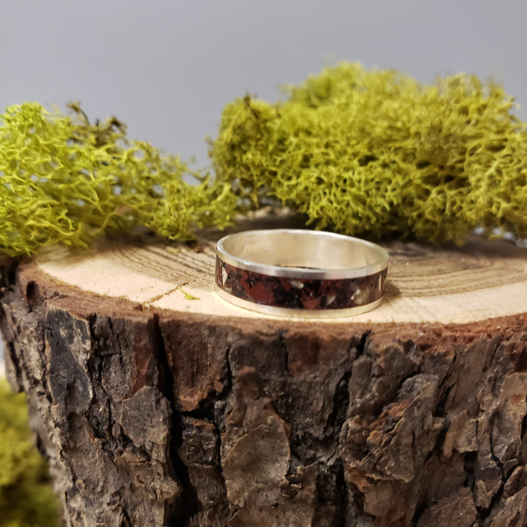 Red Jasper & Hematite & Onyx Inlay Ring