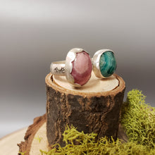 Load image into Gallery viewer, Split Stone Ring with 2 Stones, Amazinite blue &amp; Rhodochrosite pink
