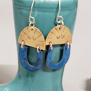 Blue Jeep U Earrings