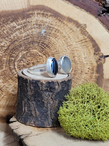 Blue Onyx & Black Onyx 2 Stone Ring