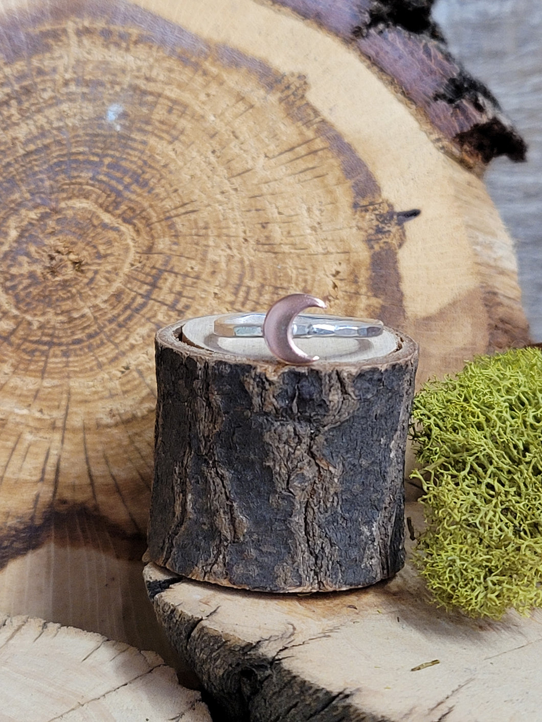 Copper Moon with Sterling Silver Band Ring