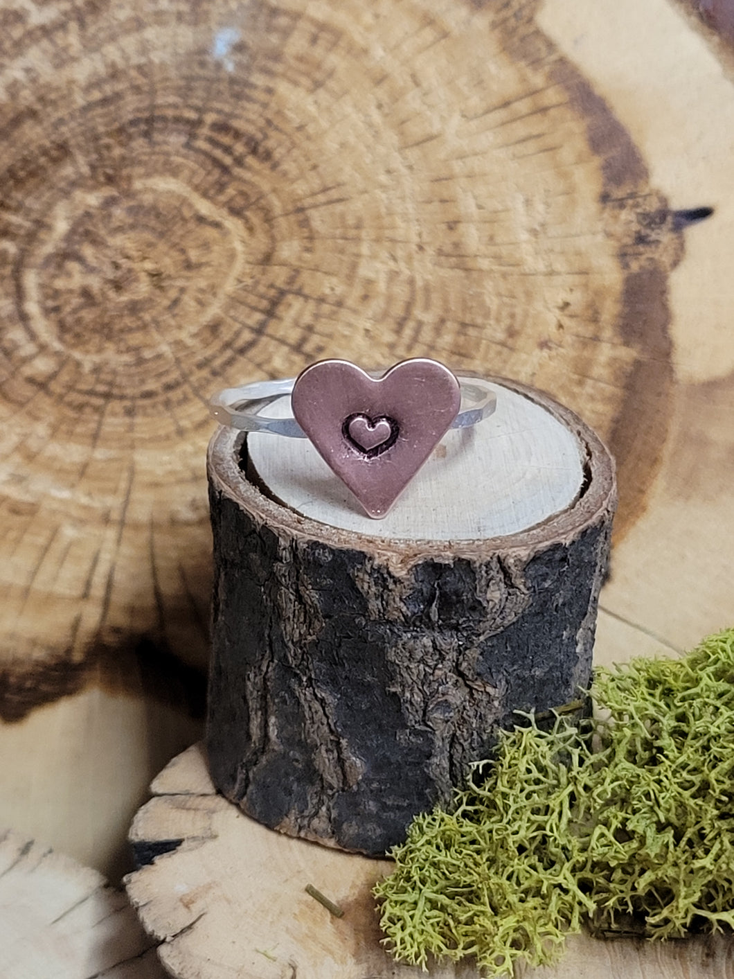 Copper Heart Stamped Heart Ring