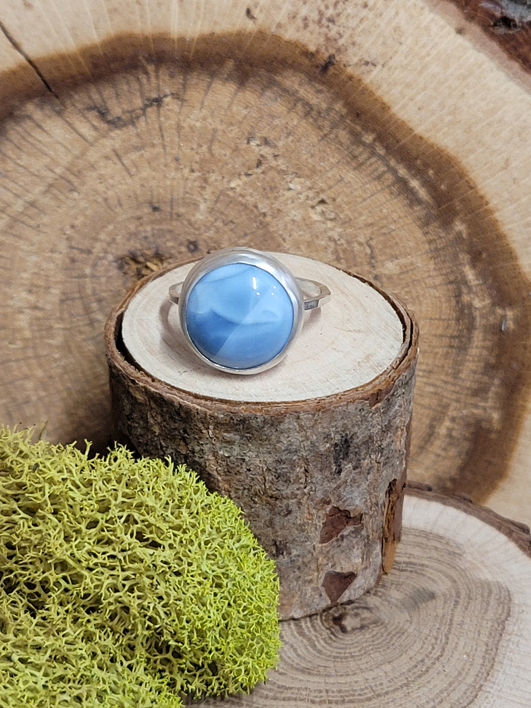 Blue Opal Circle Ring