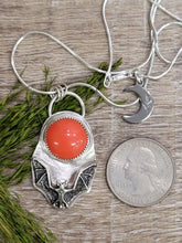 Load image into Gallery viewer, Sterling Silver Bat with Orange Rosarita  Necklace
