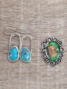 Turquoise Facet Stone Earrings