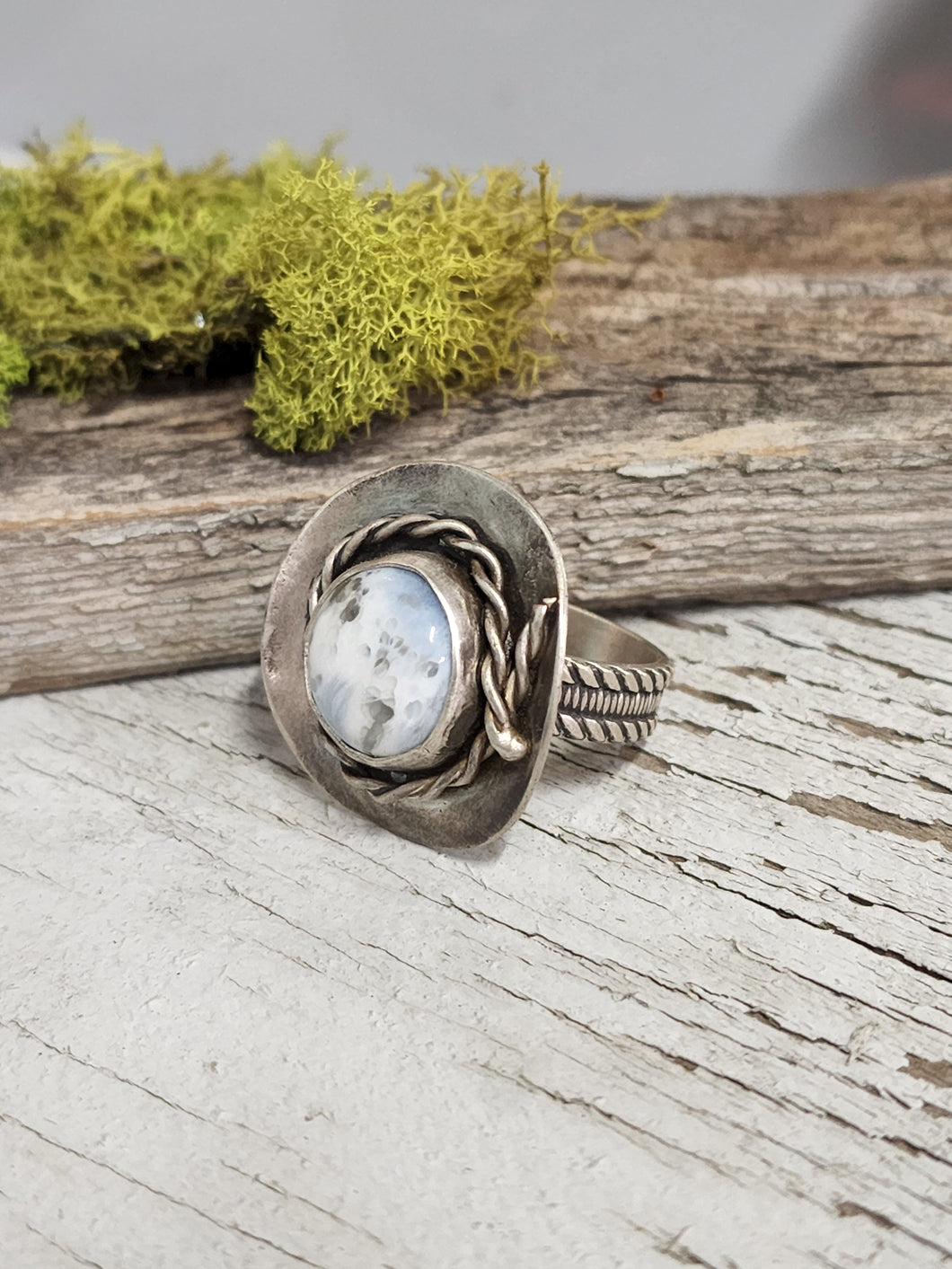 Blue Opal Cowboy Hat Ring