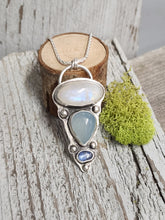 Load image into Gallery viewer, Moonstone, Blue Chalcedony, Blue Kyanite Pendant
