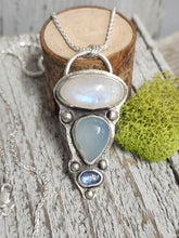 Load image into Gallery viewer, Moonstone, Blue Chalcedony, Blue Kyanite Pendant
