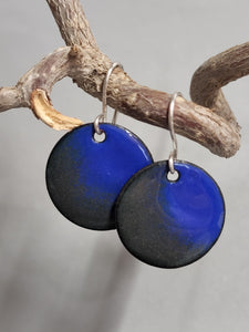 Blue and Grey Circle Enameled Earrings