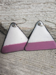 Pink and White Enameled Earrings