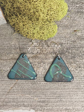 Load image into Gallery viewer, Aqua, Black Enameled Earronhs
