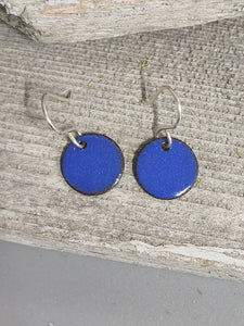 Blue Circle Enameled Earrings